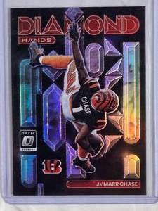 lot 248 image: JaMarr Chase 2022 Donruss Optic Diamond Hands Refractor Insert #DH-3 - Cincinnati Bengals