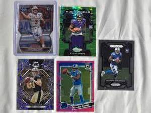 lot 252 image: Lot of 5 Autos, Relics, Refractor Rookie Cards Clayton Tune, Hendon Hooker, Anthony Richardson, Jake Haener, Zay Flowers Rookie Gear