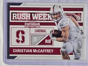 lot 258 image: Christian McCaffrey Rookie 2017 Panini Contenders Draft Picks Rush Week #3