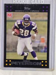 lot 273 image: Adrian Peterson Rookie Card 2007 Topps #301 - Minnesota Vikings