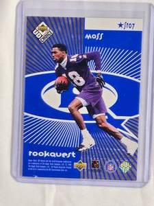 lot 278 image: Rookquest Randy Moss Rookie & Starquest Jerry Rice 1998 Upper Deck SR07