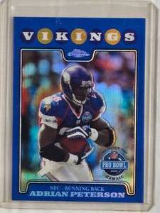 lot 279 image: Adrian Peterson 2008 Topps Chrome Blue Refractor Pro Bowl TC133  - Minnesota Vikings