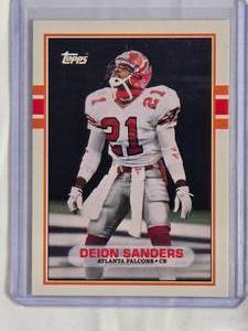 lot 283 image: Deion Sanders Rookie 1989 Topps #30T - Atlanta Falcons