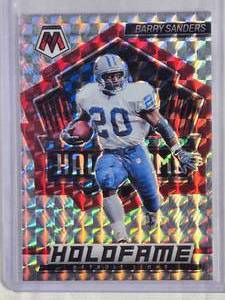 lot 285 image: Barry Sanders 2022 Panini Mosaic Refractor Holofame #HF-12 - Detroit Lions