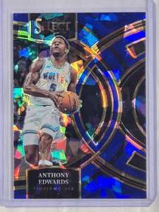 lot 288 image: Anthony Edwards 2023-24 Panini Select Prizm Blue Cracked Ice #164 - Minnesota Timberwolves