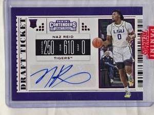 lot 289 image: Naz Reid Rookie Auto 2019 Panini Contenders Draft Ticket #91