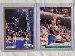 lot 313 image: Lot of 2 Shaquille ONeal Rookie Cards 92-93 Fleer Ultra #328, 92-93 Fleer #401