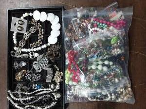 lot 2 image: Contents On The Tray & Large Bag Of Assorted Jewelry