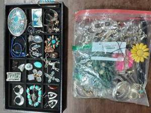 lot 9 image: Contents On The Trays & Large Bag Of Assorted Jewelry