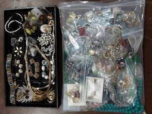 lot 11 image: Contents On The Tray & Large Bag Of Assorted Jewelry
