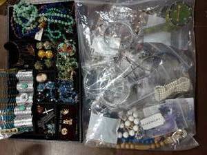 lot 16 image: Contents On The Tray & Large Bag Of Assorted Jewelry