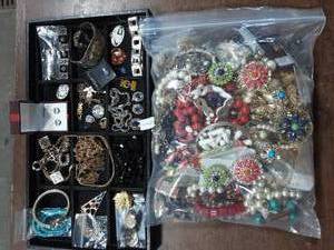 lot 17 image: Contents On The Tray & Large Bag Of Assorted Jewelry