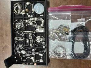 lot 21 image: Contents On The Tray & Large Bag Of Assorted Jewelry