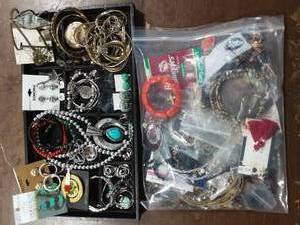 lot 27 image: Contents On The Tray & Large Bag Of Assorted Jewelry