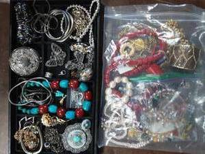 lot 28 image: Contents On The Tray & Large Bag Of Assorted Jewelry