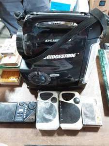lot 13 image: 4-Old Radios (Sony, 2-Memorex, Lifelong), 1-Bridgestone Dueler Multi Function TVLanternRadio