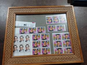 lot 18 image: Frame Of Uncancelled Postage Stamps Featuring Elvis & Nixon