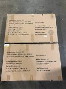 lot 38 image: Lot of 2 Husky 2-Pack Steel Shelf Set in Black (36 in. W x 21 in. D) for Ready-to-Assemble 36 in. Garage Gear Cabinet customer return see pictures