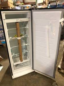 lot 46 image: Vissani 7 cu. ft. Convertible Upright FreezerRefrigerator in Stainless Steel Garage Ready damaged corner customer return review pictures