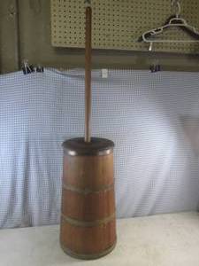 lot 65 image: (BS) Vintage Wood Butter Churn - 19...