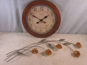 lot 97 image: (G-1) Wood Frame 16 Wall Clock and...