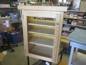 lot 137 image: (FRNT) Wood Cabinet with Glass Fron...