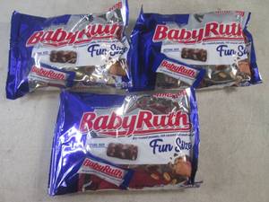lot 195 image: (B-3) 3 Bags of Fun Size Baby Ruth ...