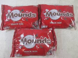 lot 198 image: (B-3) 3 Bags of Snack Size Mounds C...
