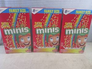lot 238 image: (C-1) 3 Family Size Boxes Lucky Cha...