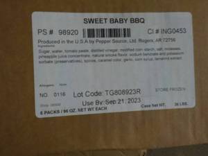 Case of Sweet Baby Barbecue Sauce...