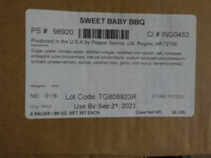 Case of Sweet Baby Barbecue Sauce...