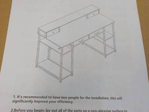 Wood Desk with 2 Drawers and Shelve...