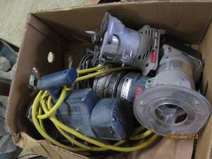 box of electric routers and 1 batte...