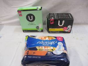 96 Kotex liners, 36 ultra thin pads...