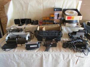 Variety of vintage camera, VHS reco...