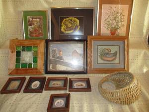 Collection of wall decor and staine...