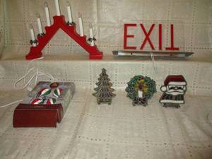 Exit sign, stained glass Christmas ...