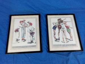 Set of 2 Norman Rockwell Framed Prints Oh, Yeah and Choosin Up 12x 15 Each