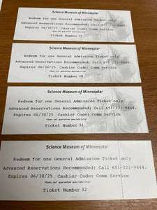 lot 41 image: Minnesota Science Museum 4 passes