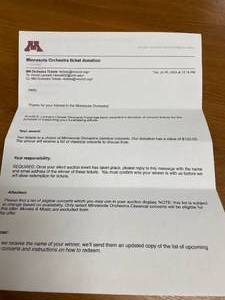 lot 74 image: (2) Tickets to Minnesota Orchestra