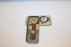 lot 21 image: Vintage Fossil Watch with Leather Band and Original Tin Case
