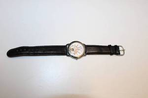 lot 28 image: Scared Guy Wristwatch with Black Leather Band
