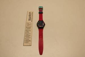 lot 30 image: Swatch Quartz Precision Watch - Red Strap