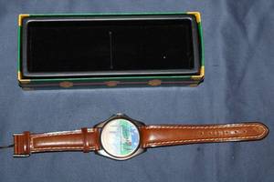 lot 159 image: Chicago Themed Wristwatch with Brown Leather Strap