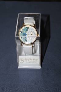 lot 195 image: Fancy Free Designs Alaska Floral Wristwatch with White Leather Strap