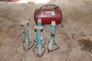 lot 15 image: Lot of Air Works Portable Air Tank and Jack Stands