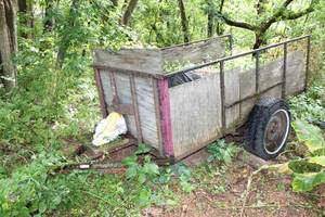 lot A-54 image: Rustic Metal and Wood Utility Trailer
