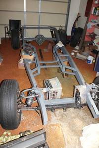 lot A-56 image: Custom Automotive Chassis Frame with Wheels and Suspension