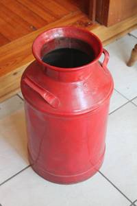 lot 71 image: Vintage Red Metal Milk Can