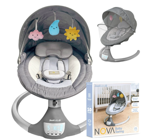 lot 532 image: Nova Baby Swing for Newborns - Electric Motorized Infant Swing, Bluetooth Music, 10 Preset Melodies, Remote (2024 Model) - Jool Baby